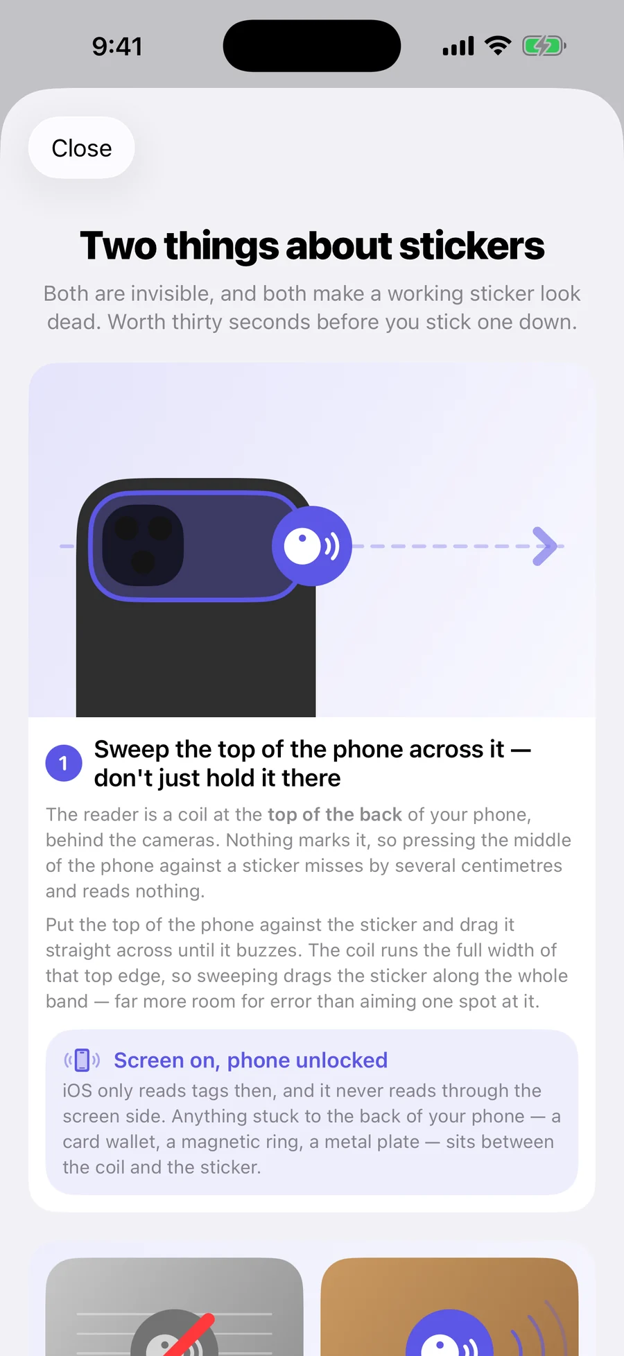 Sticker basics, how to sweep the phone