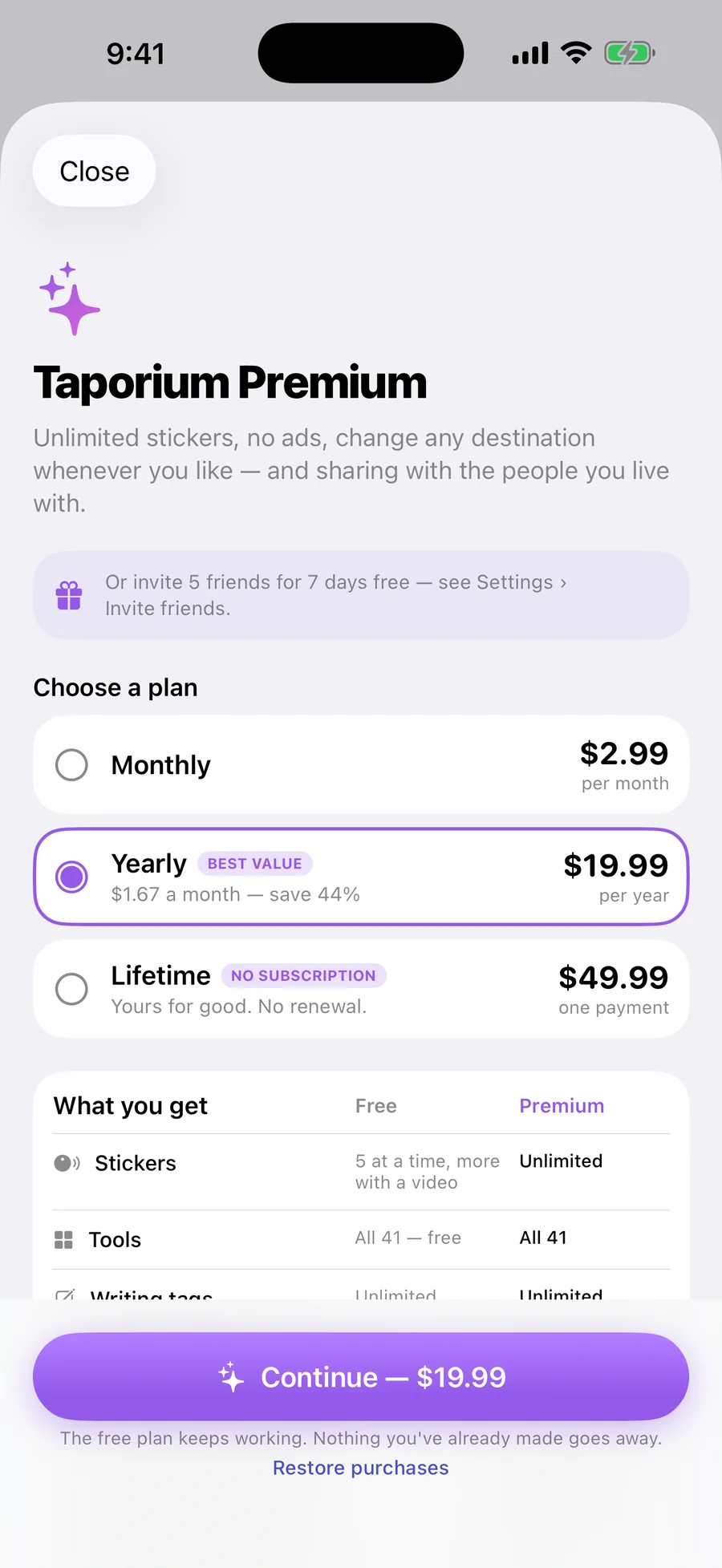 Plans and what each includes